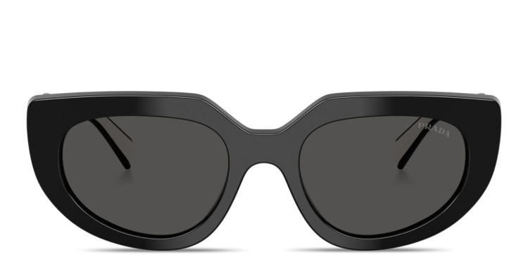 تسوق نظارات شمسية بيضاوية بتوقيع العلامة برادا بلون أسود أونلاين.