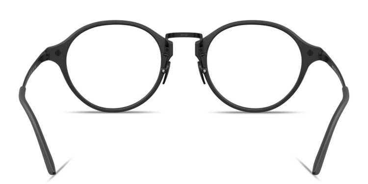 Shop GIORGIO ARMANI Engraved Logo Panthos Eyeglasses in Black online.