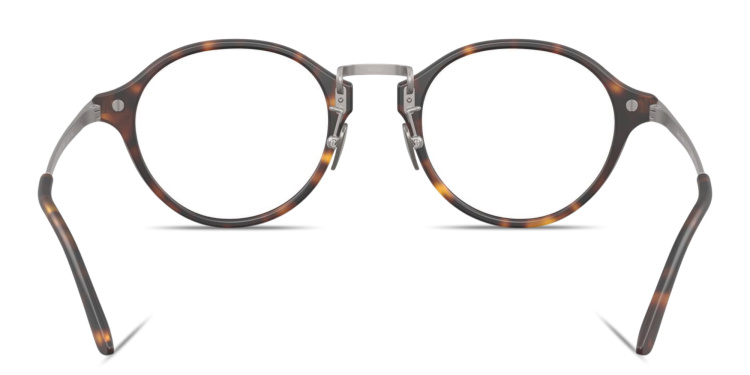 Shop GIORGIO ARMANI Engraved Logo Panthos Eyeglasses in Havana online.