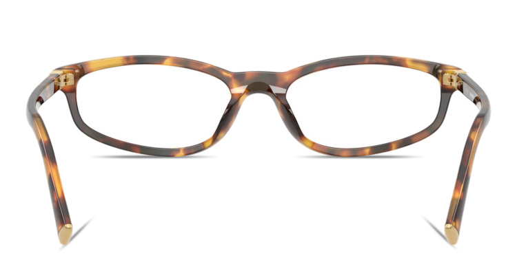 Shop MIU MIU Vertical Logo Oval Eyeglasses in Havana online.