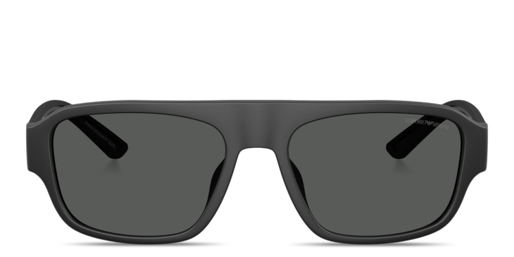 Shop Emporio Armani Eagle Logo Irregular Sunglasses in Black online.