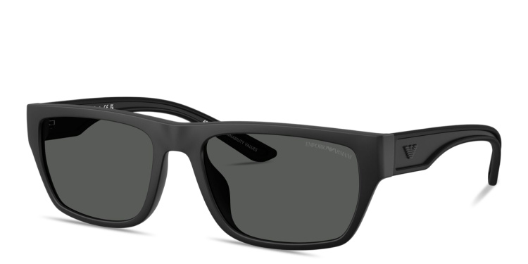 Shop Emporio Armani Embossed Logo Pillow Sunglasses in Black online.
