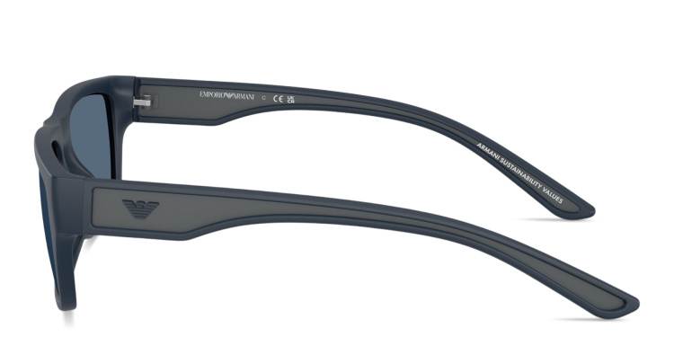 Shop Emporio Armani Embossed Logo Pillow Sunglasses in Blue online.