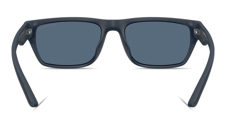 Shop Emporio Armani Embossed Logo Pillow Sunglasses in Blue online.