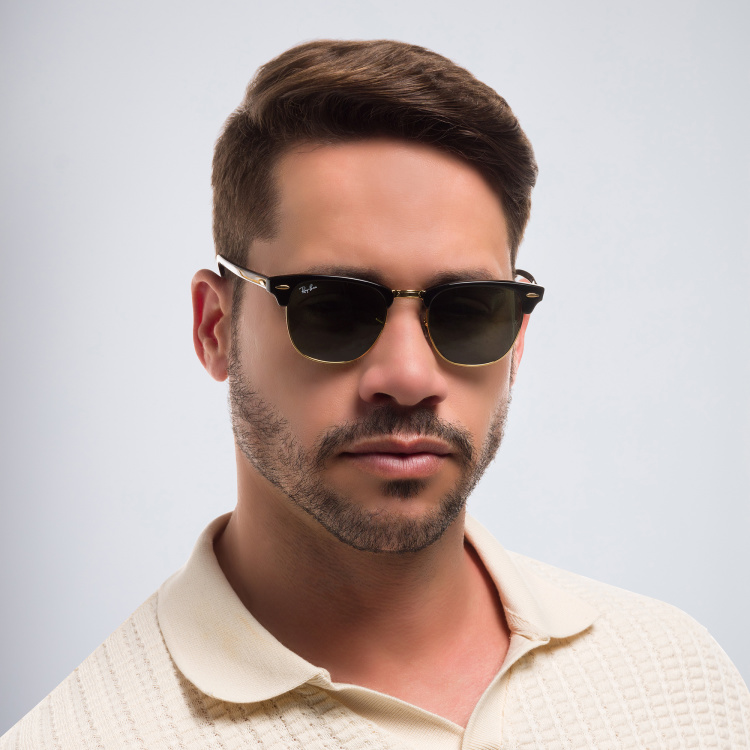 Shop Ray-Ban Clubmaster Classic Square Sunglasses in Black online.