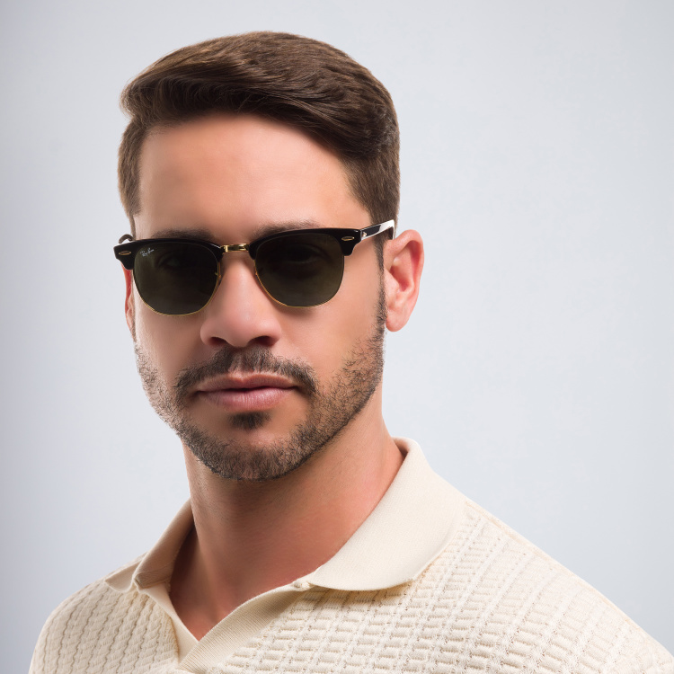 Shop Ray-Ban Clubmaster Classic Square Sunglasses in Black online.