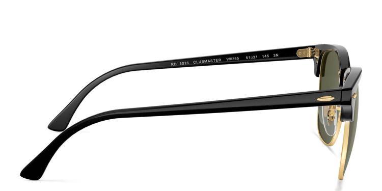 Shop Ray-Ban Clubmaster Classic Square Sunglasses in Black online.