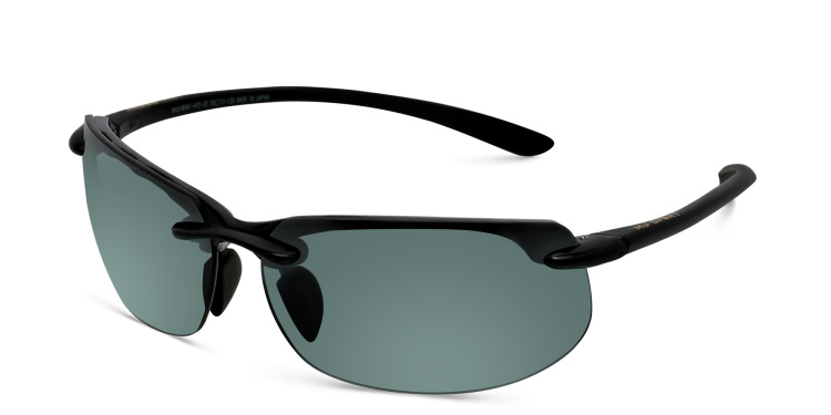 Shop Maui Jim Banyans Rimless Wide Rectangle Sunglasses in Black online.