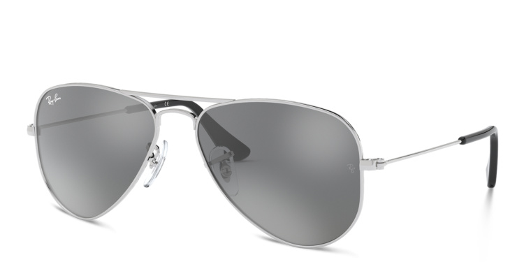 Shop Ray-Ban Junior Kids Pilot Sunglasses in Silver online.