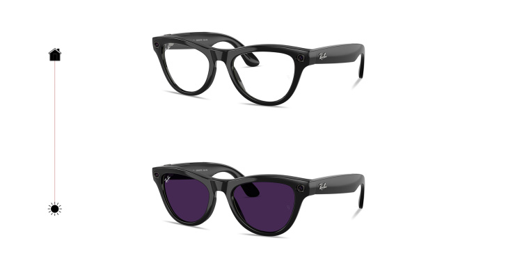 تسوق نظارات شمسية ميتا سكايلر ترانزشنز طراز كات آي للجنسين راي بان بلون أسود أونلاين.