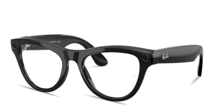 Shop Ray-Ban Meta Skyler Unisex Cat-Eye Eyeglasses With Blue-Violet Light Lenses in Black online.