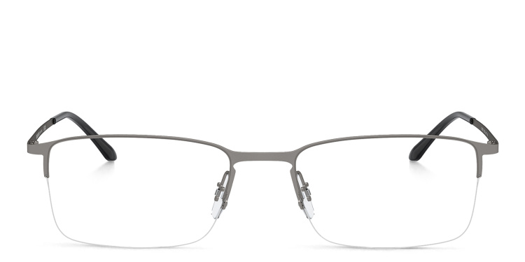 تسوق نظارات طبية مستطيلة بنصف إطار بشعار العلامة جورجو أرماني بلون رصاصي أونلاين.