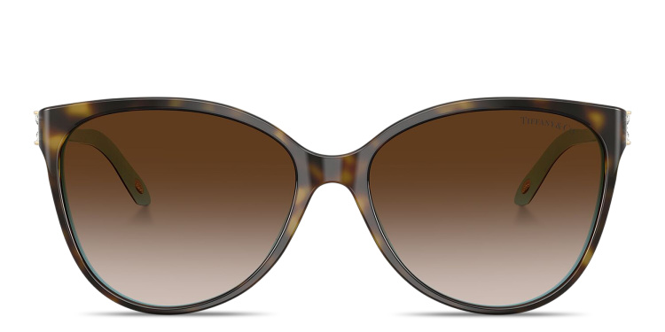 Shop TIFFANY Flower-Embellished Cat-Eye Sunglasses in Havana online.