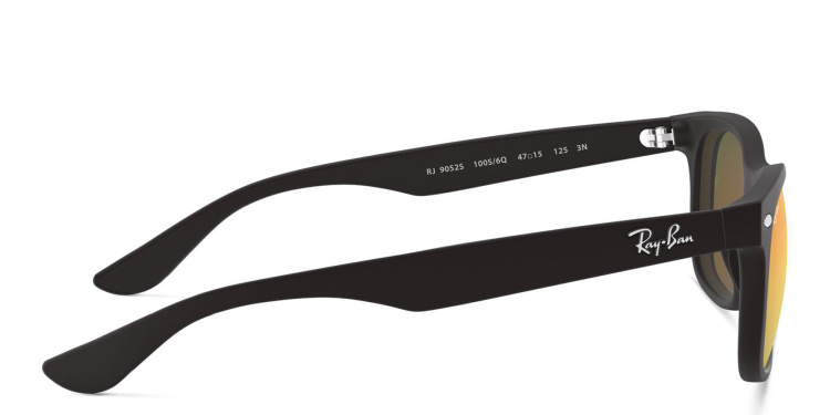 Shop Ray-Ban Junior Kids New Wayfarer Square Sunglasses in Black online.