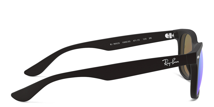 Shop Ray-Ban Junior Kids New Wayfarer Square Sunglasses in Black online.