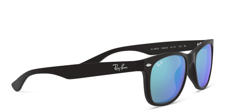 Shop Ray-Ban Junior Kids New Wayfarer Square Sunglasses in Black online.