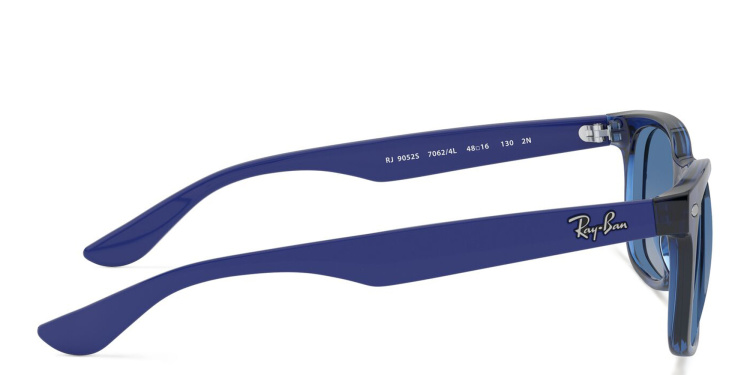 Shop Ray-Ban Junior Kids New Wayfarer Square Sunglasses in Blue online.