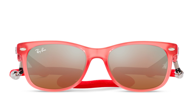 Shop Ray-Ban Junior New Wayfarer Kids Square Sunglasses in Red online.