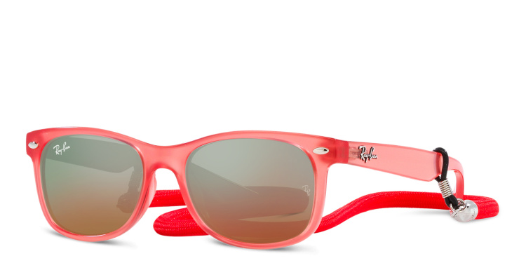 Shop Ray-Ban Junior New Wayfarer Kids Square Sunglasses in Red online.