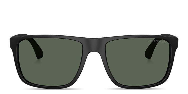 Shop Emporio Armani Logo Square Sunglasses in Black online.