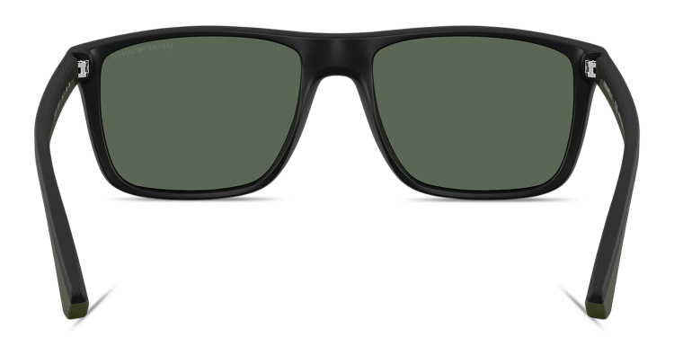 Shop Emporio Armani Logo Square Sunglasses in Black online.