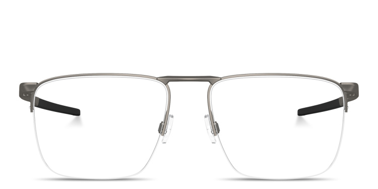 Shop Oakley Voon Half-Rim Square Eyeglasses in Gunmetal online.