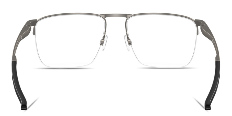 Shop Oakley Voon Half-Rim Square Eyeglasses in Gunmetal online.