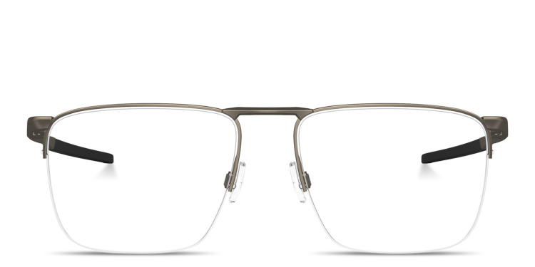 Shop Oakley Voon Half-Rim Square Eyeglasses in Silver online.