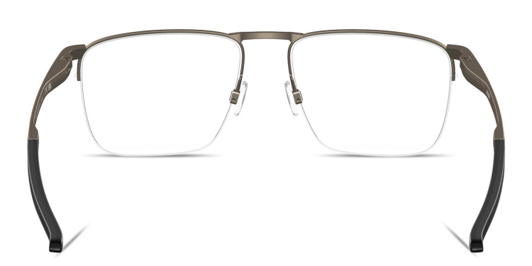 Shop Oakley Voon Half-Rim Square Eyeglasses in Silver online.