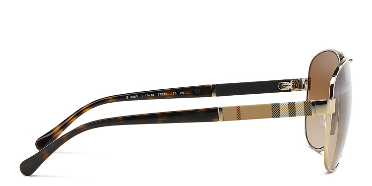 Shop BURBERRY Pilot Sunglasses in Gold online.