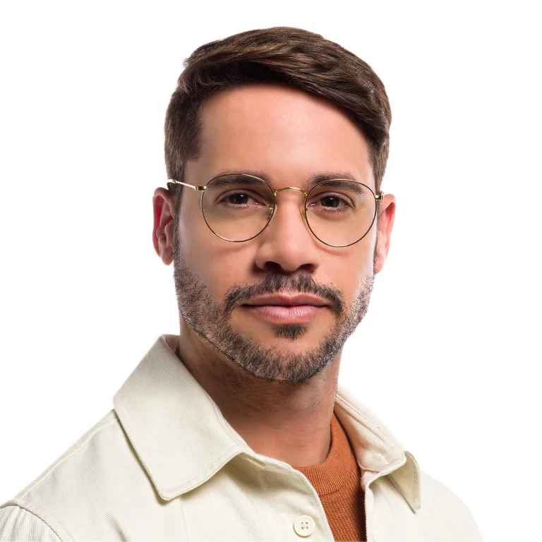 Shop Ray-Ban Round Metal Optics Eyeglasses in Gold online.