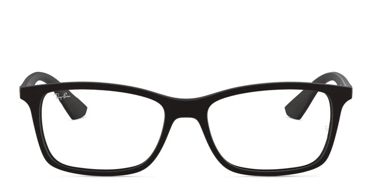 Shop Ray-Ban Optics Unisex Rectangle Eyeglasses in Black online.
