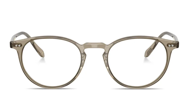 Shop OLIVER PEOPLES Riley-R Unisex Panthos Eyeglasses in Brown online.
