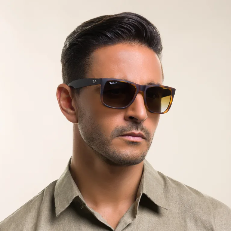 Shop Ray-Ban Justin Square Sunglasses in Havana online.