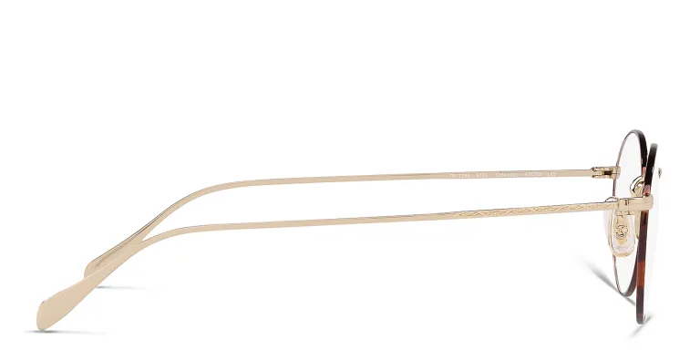 Shop OLIVER PEOPLES Round Eyeglasses in Gold online.