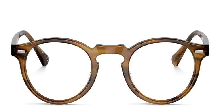 Shop OLIVER PEOPLES Gregory Peck Unisex Panthos Eyeglasses in Brown online.
