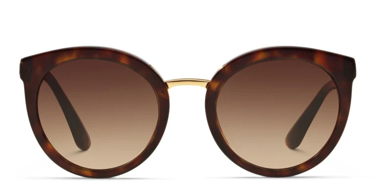 Shop Dolce & Gabbana Round Sunglasses in Havana online.