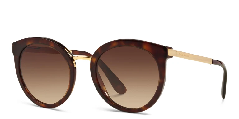 Shop Dolce & Gabbana Round Sunglasses in Havana online.