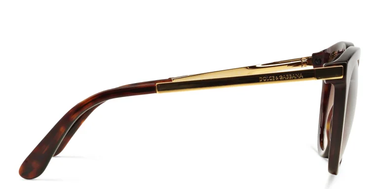 Shop Dolce & Gabbana Round Sunglasses in Havana online.