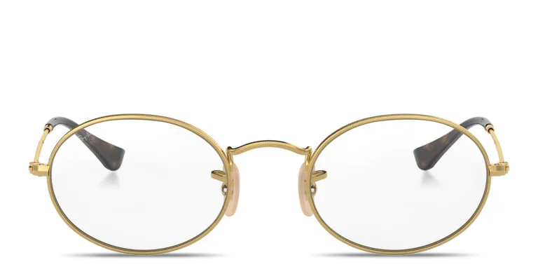 Shop Ray-Ban Oval Optics Unisex Eyeglasses in Gold online.