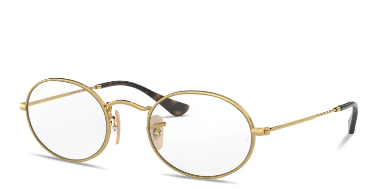 Shop Ray-Ban Oval Optics Unisex Eyeglasses in Gold online.
