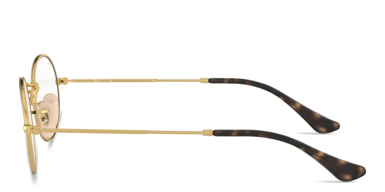 Shop Ray-Ban Oval Optics Unisex Eyeglasses in Gold online.