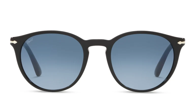 Shop PERSOL Round Sunglasses in Black online.
