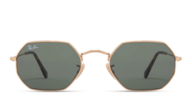 Shop Ray-Ban Octagonal Unisex Irregular Sunglasses in Gold online.