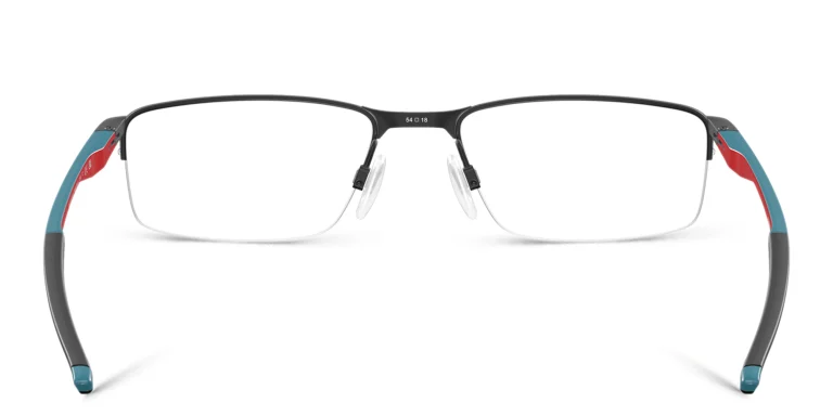 Shop Oakley Half-Rim Rectangle Eyeglasses in Black online.