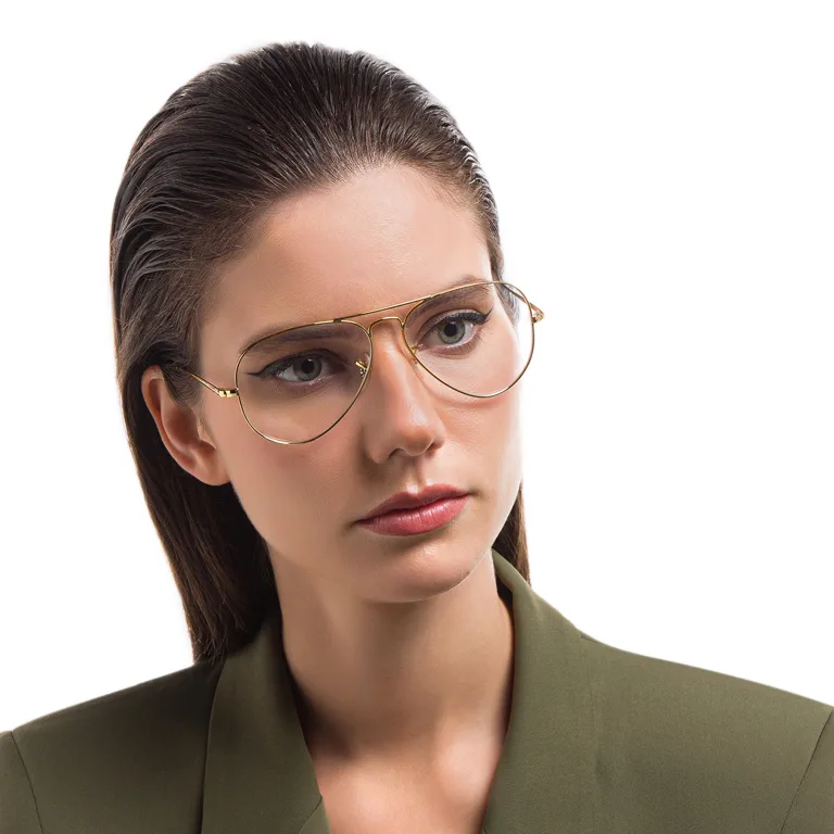Shop Ray-Ban Pilot Optics Eyeglasses in Gold online.