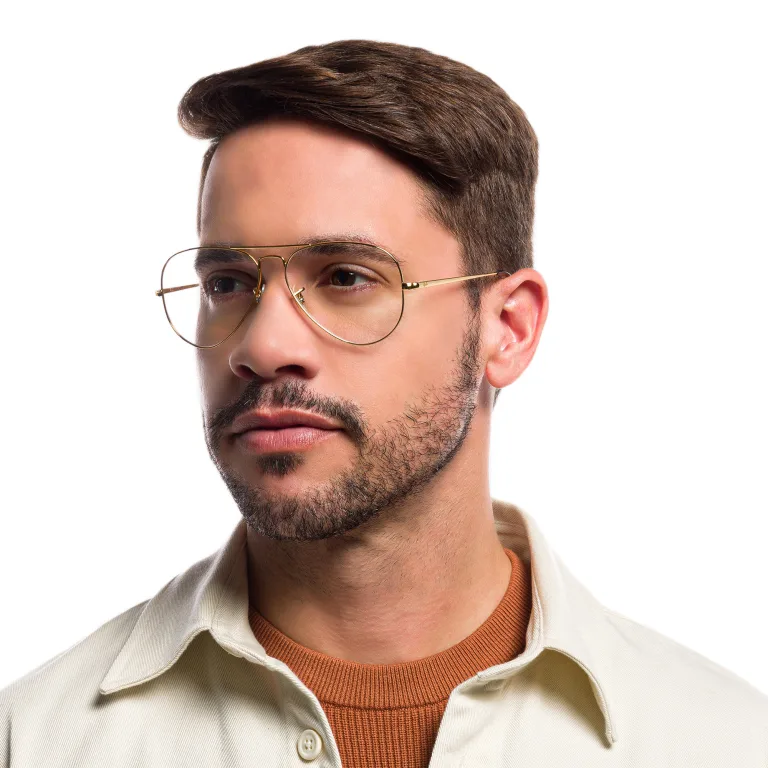 Shop Ray-Ban Pilot Optics Eyeglasses in Gold online.