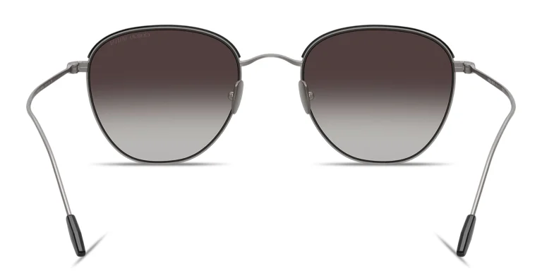 Shop GIORGIO ARMANI Engraved Logo Square Sunglasses in Gunmetal online.