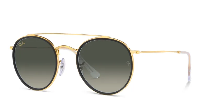Shop Ray-Ban Unisex Round Sunglasses in Gold online.