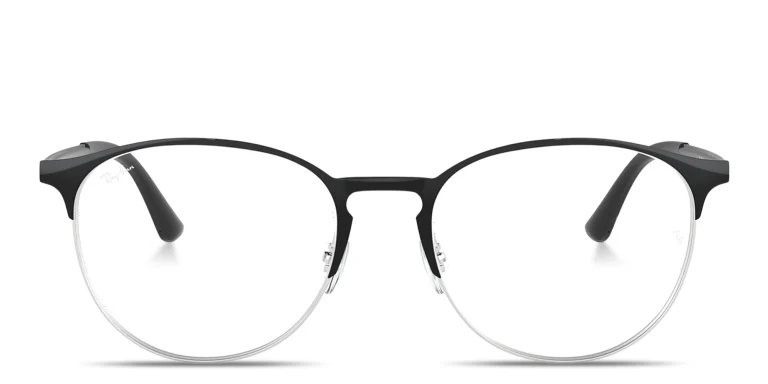 Shop Ray-Ban Engraved Logo Unisex Panthos Eyeglasses in Black online.